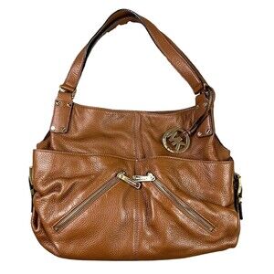 Michael Kors East West Shoulder Bag Handbag Purse Brown Leather